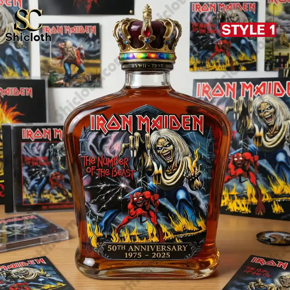 Demogorgon Sculpted Whiskey Glass 88 Iron Maiden whiskey decanter with royal crown stopper style one
