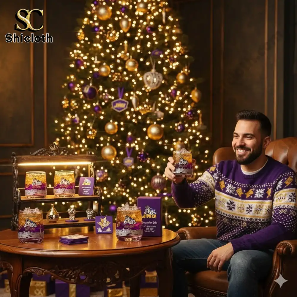 James Madison Dukes Football 54th Anniversary Whiskey Glass Christmas Gift