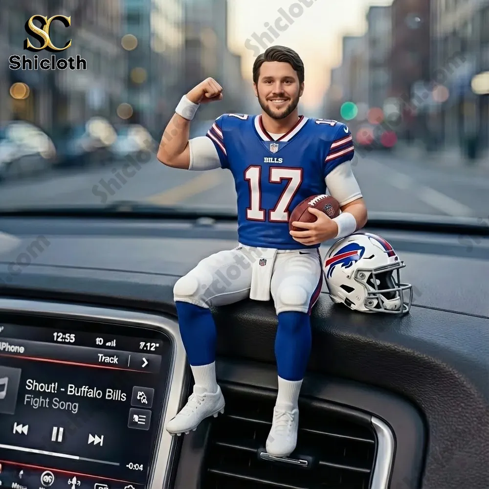 Mini Bills quarterback figure on car dashboard!