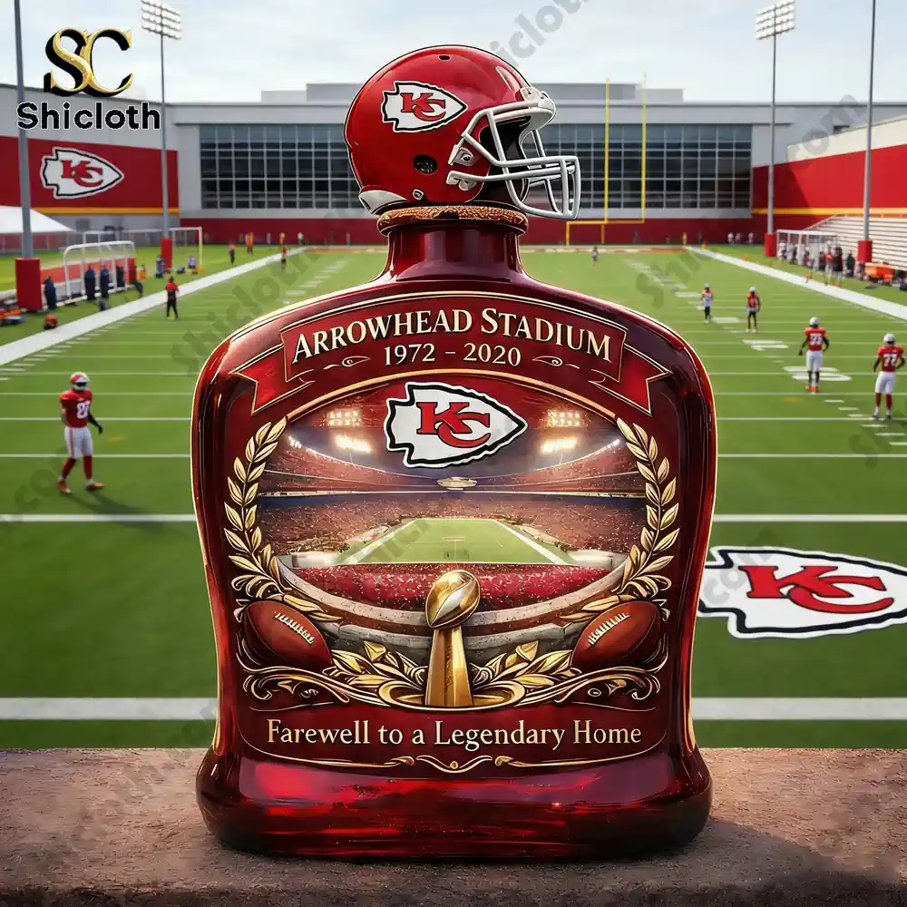 Demogorgon Sculpted Whiskey Glass 150 Arrowhead Stadium themed decorative bottle with football helmet!