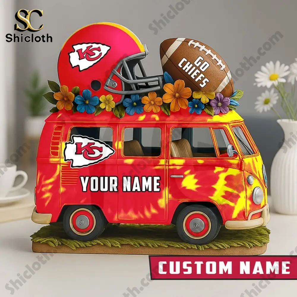 Kansas City Chiefs red van decor with helmet football and custom name!