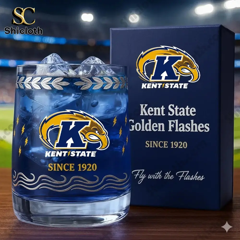Kent State Golden Flashes glass on table at stadium!