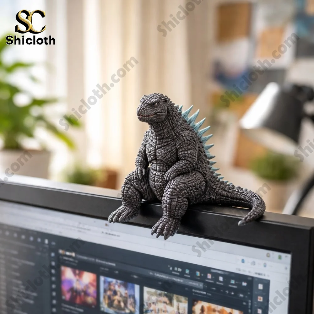 Monster creature figurine sitting on computer monitor!