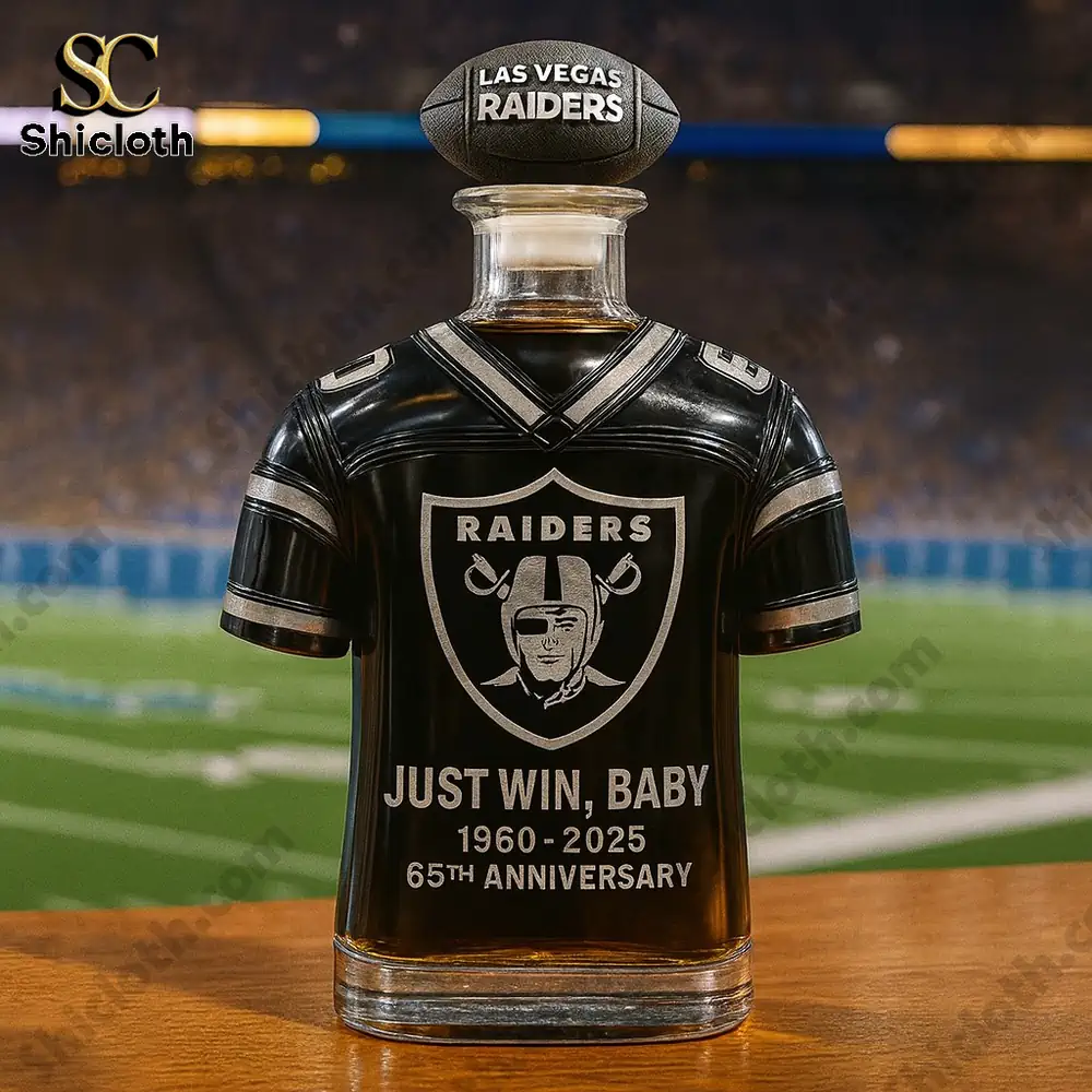 Las Vegas Raiders jersey whiskey bottle sixty five anniversary