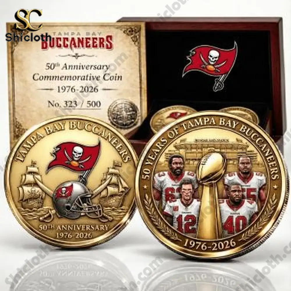 Tampa Bay Buccaneers commemorative coin in a display case!
