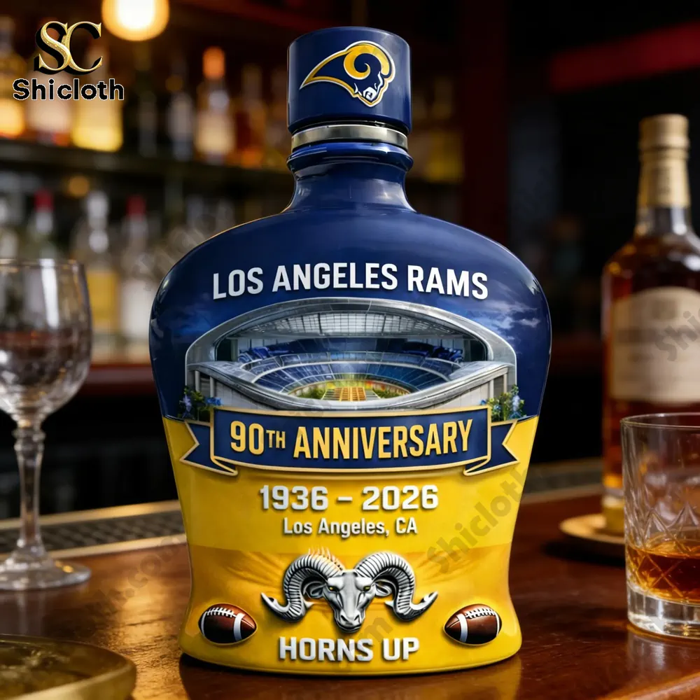 Los Angeles Rams anniversary bottle on bar counter!