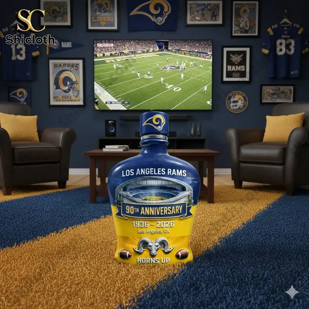 Los Angeles Rams 90th Anniversary Limited-Edition Bottle 3 Los Angeles Rams anniversary bottle in fan room!