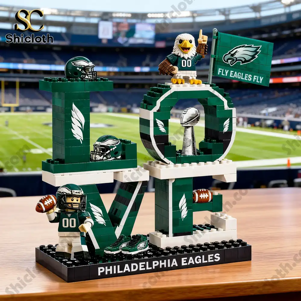Philadelphia Eagles block figure display on table with stadium background!