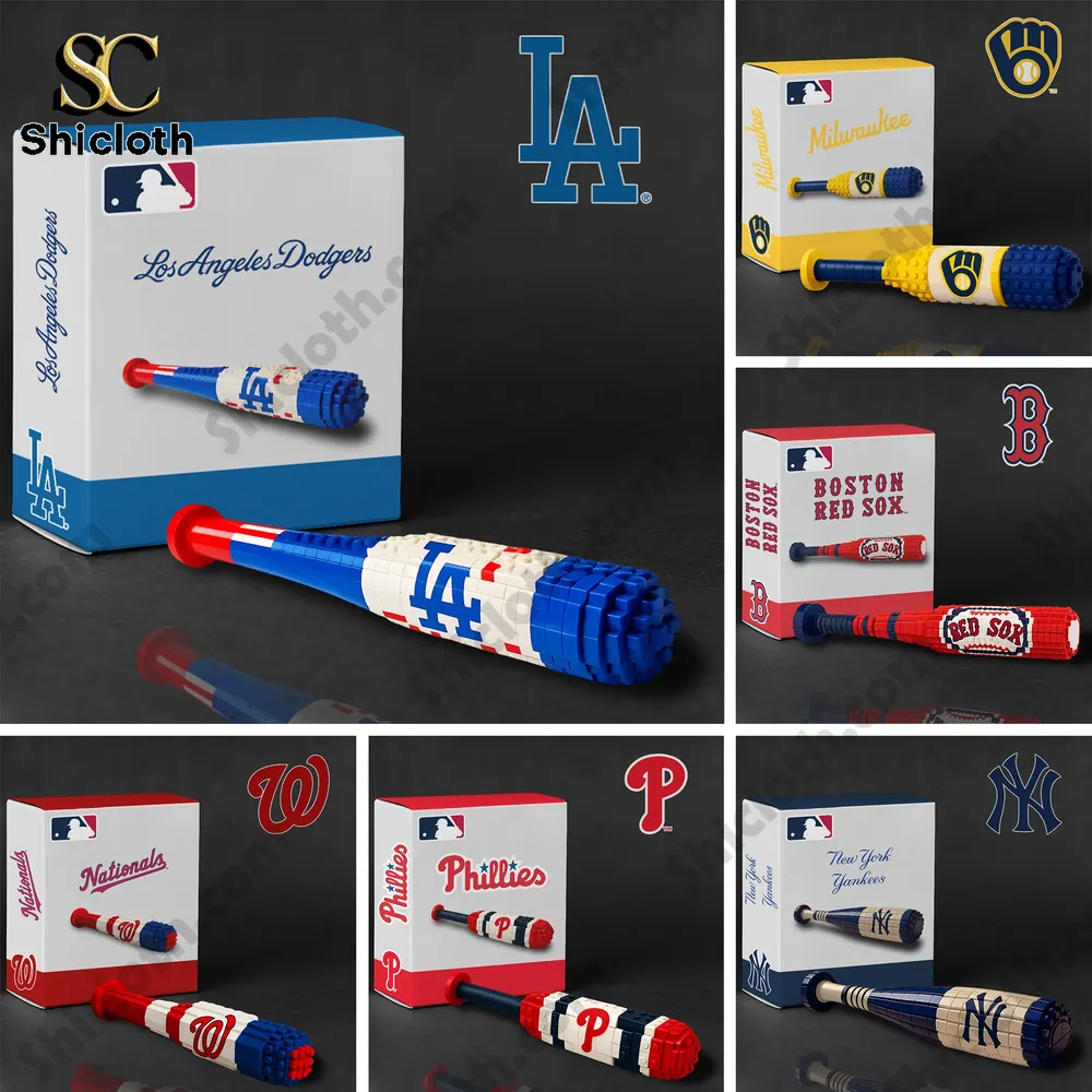 MLB team themed brick style baseball bats with display boxes!