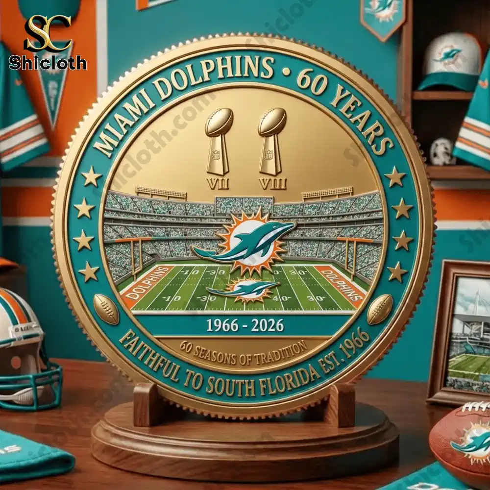 Miami Dolphins sixty year anniversary commemorative coin on display!