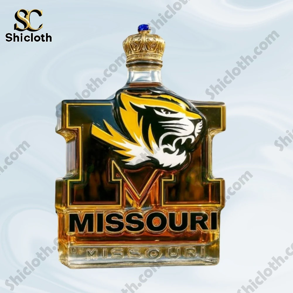 Missouri Tigers logo whiskey decanter isolated on clean background!