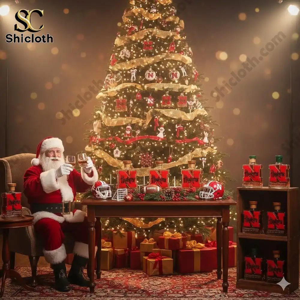 Nebraska Cornhuskers 5-Time National Champions Whiskey Bottle