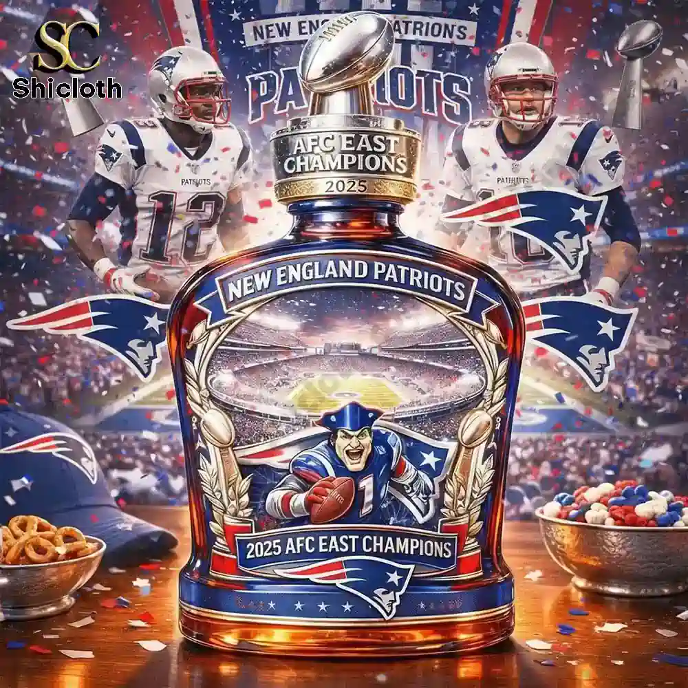 New England Patriots 2025 Afc East Champions Collectible Whiskey Bottle