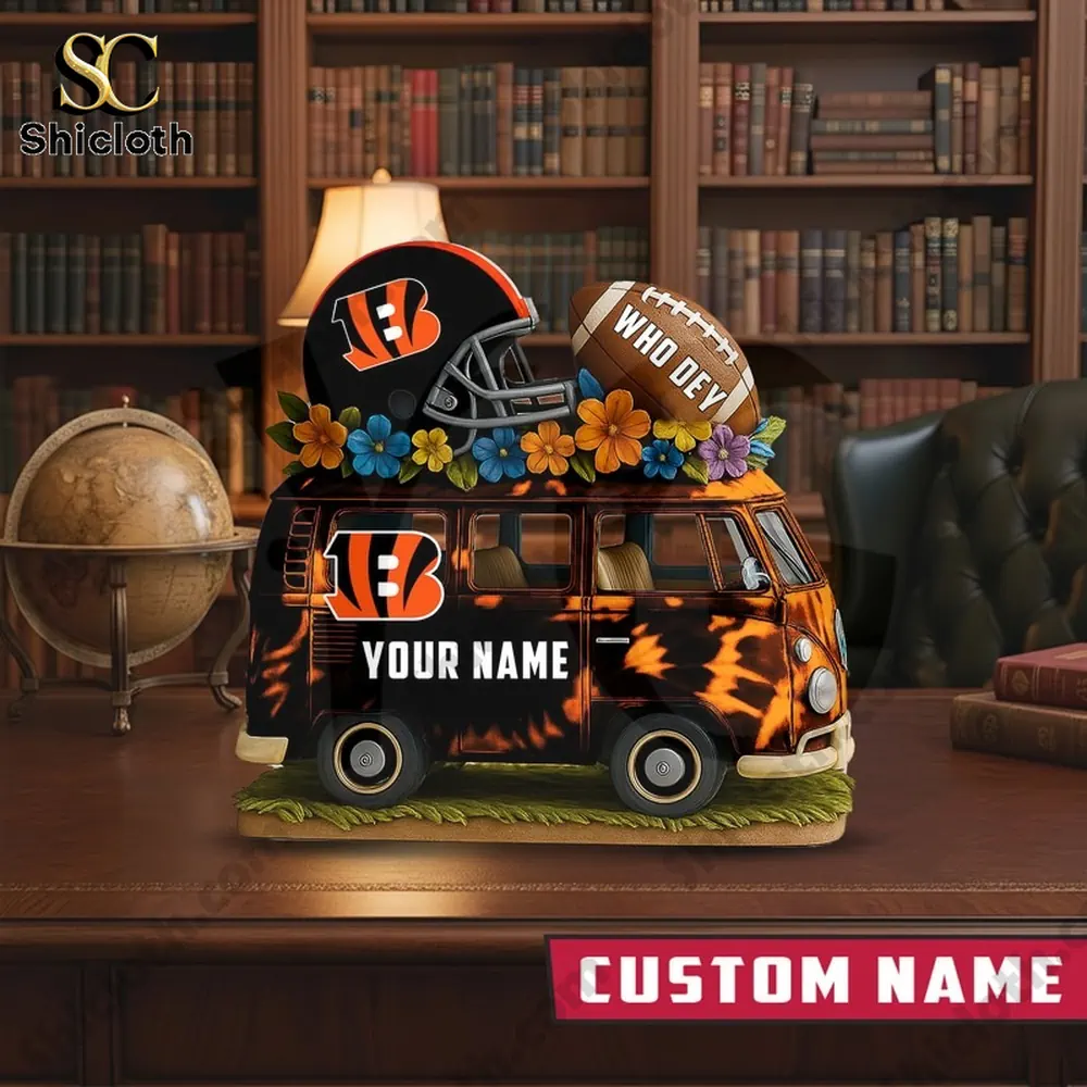 Cincinnati Bengals themed van decor with helmet and football on top!