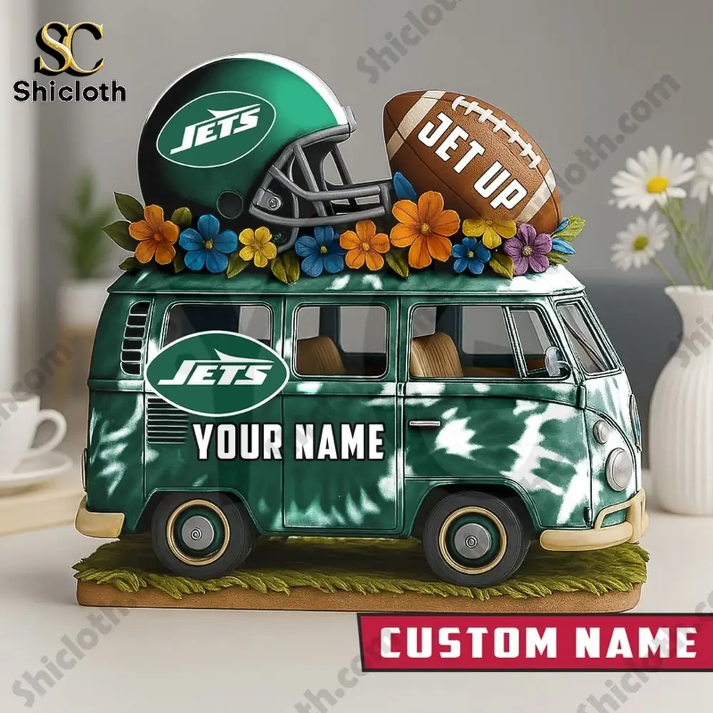 Green Jets van decor with helmet and football on top!