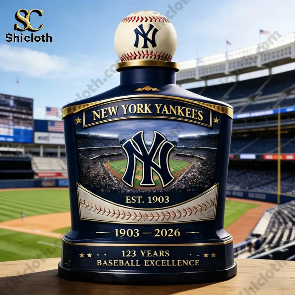 Demogorgon Sculpted Whiskey Glass 140 New York Yankees themed collector bottle displayed at a baseball stadium!