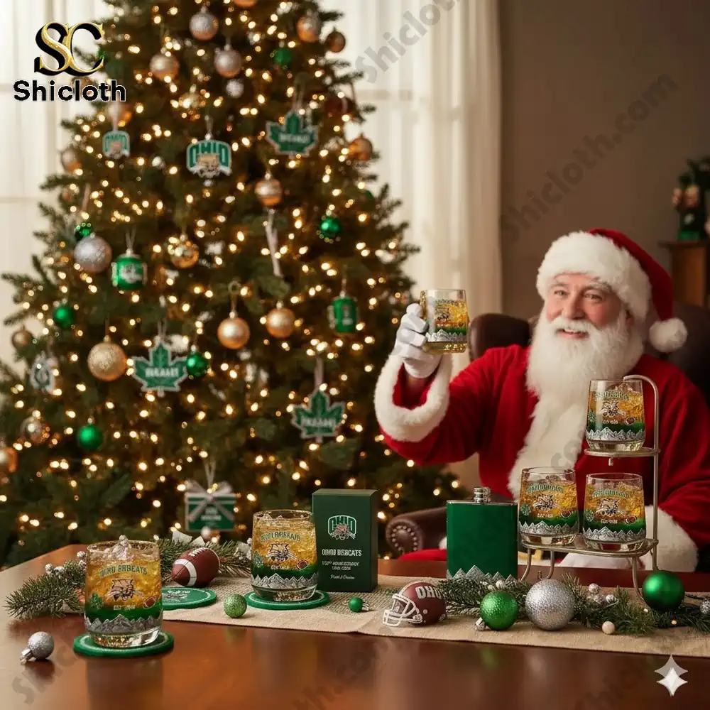 Ohio Bobcats football 132nd Anniversary Whiskey Glass Christmas Gift