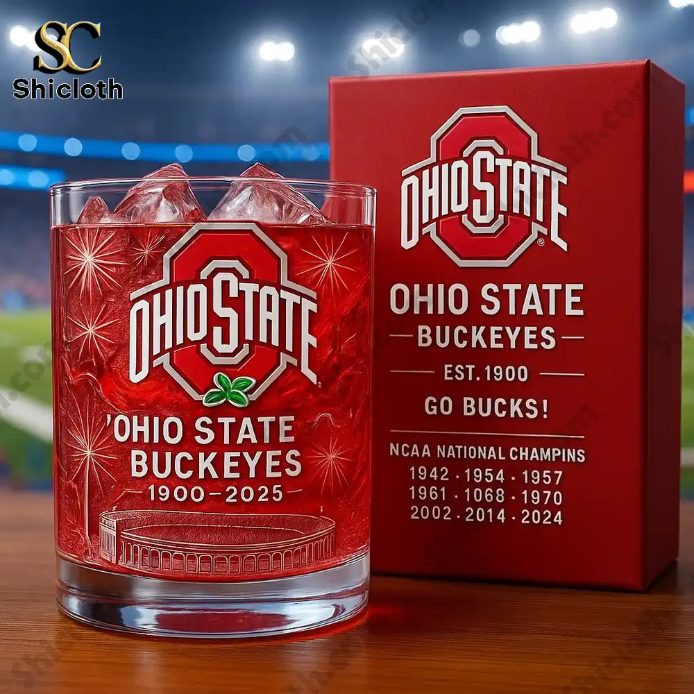 Ohio State Buckeyes collectible glass with gift box on table!