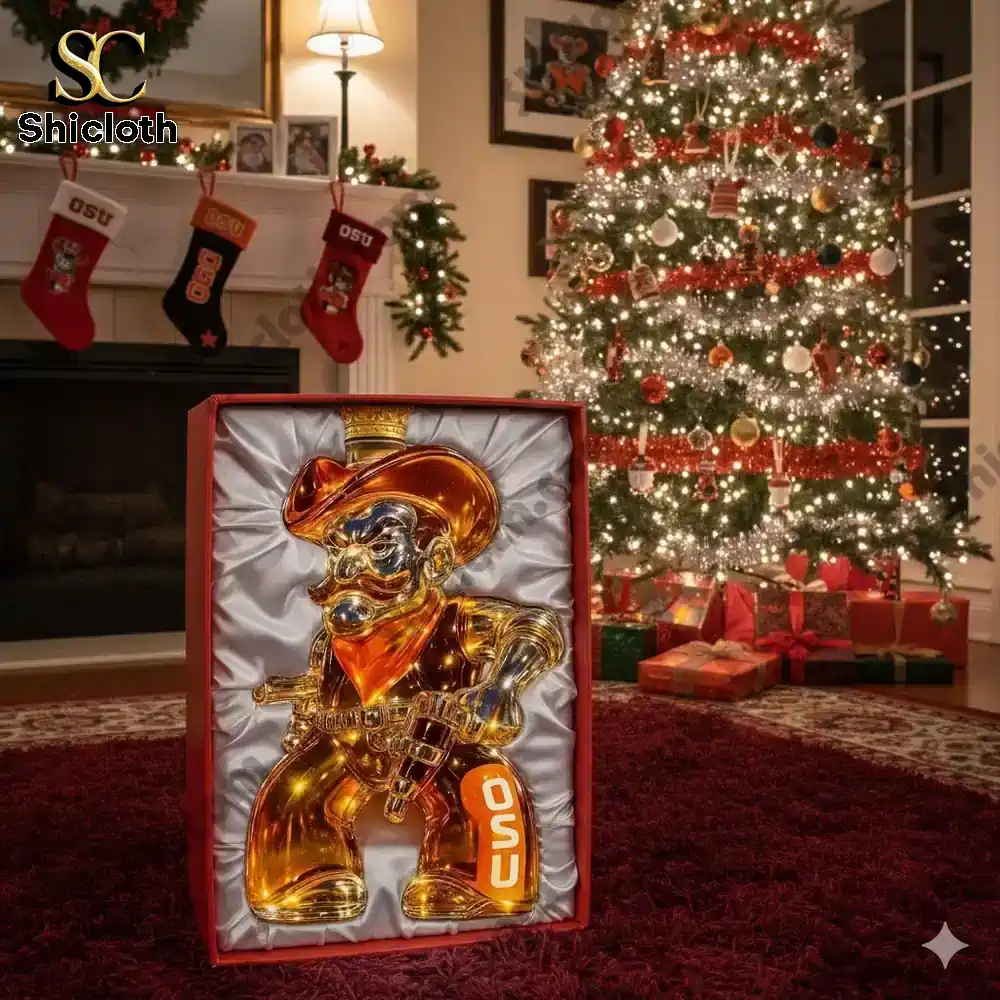 Oklahoma State Cowboys Christmas Gift Whiskey Bottle