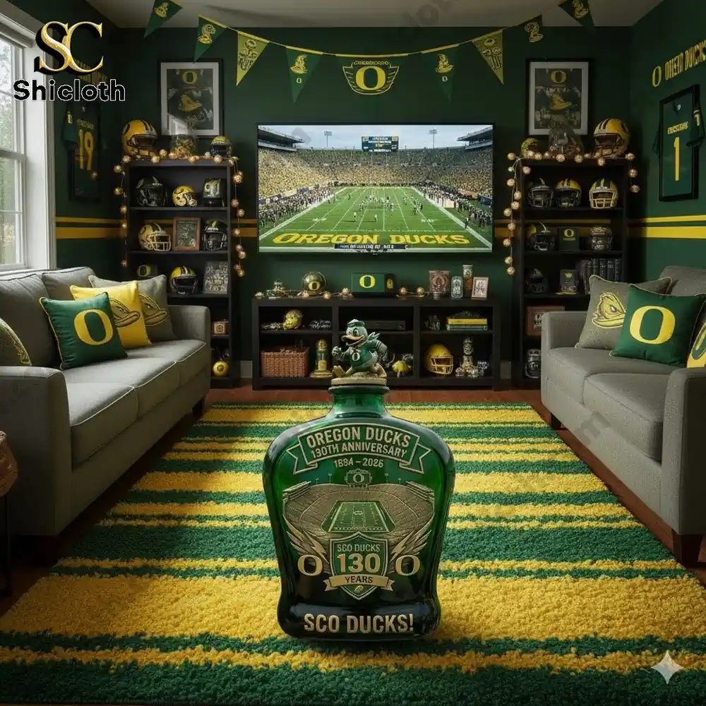Oregon Ducks 130th Anniversary Let's Go Ducks Whiskey Bottle