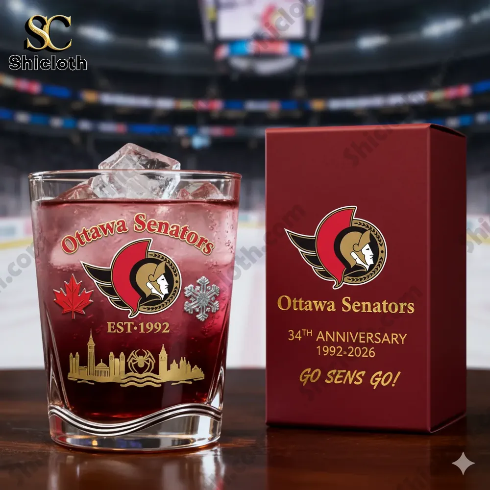 Ottawa Senators whisky glass with gift box at hockey arena!