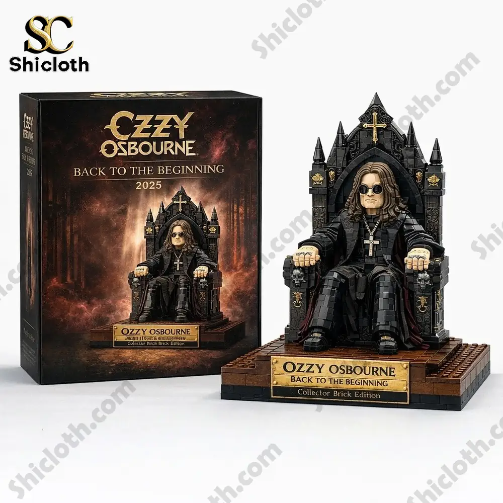 Ozzy Osbourne brick model and its official collector box on a white background