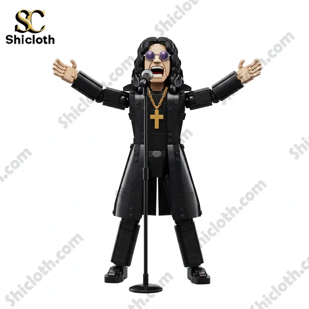 Ozzy Prince of Darkness Collector Brick Set 3 Rock singer collector figure standing with microphone against a white background!
