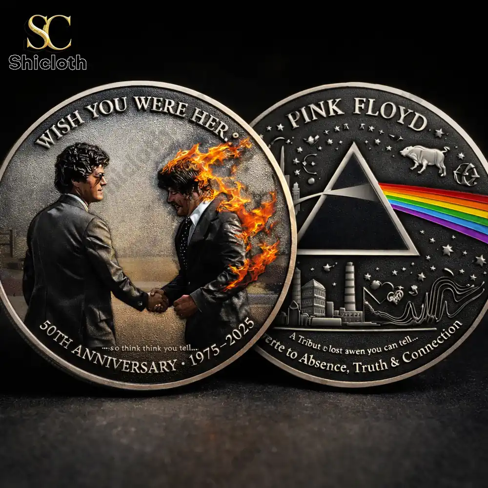 Artistic coin with prism and rainbow music symbolism!
