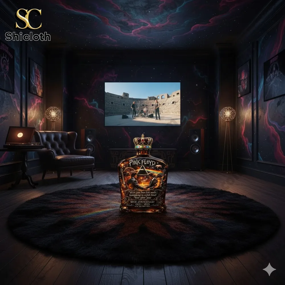 Demogorgon Sculpted Whiskey Glass 102 Pink Floyd Wish You Were Here anniversary decanter in luxury music room