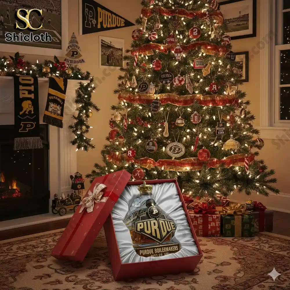 Purdue Boilermakers Boiler up Train Shaped Christmas Christmas Gift Whiskey Bottle