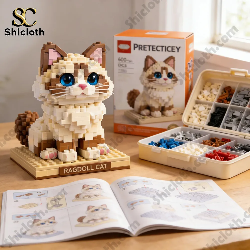 Ragdoll cat building block kit with parts and instruction book!