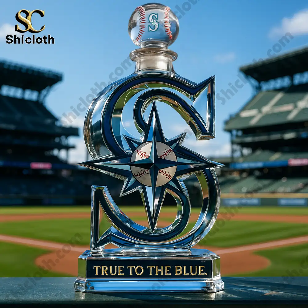Seattle Mariners TRUE TO THE BLUE Christmas Gift Whiskey Bottle 3 Seattle Mariners TRUE TO THE BLUE Christmas Gift Whiskey Bottle - Image 3