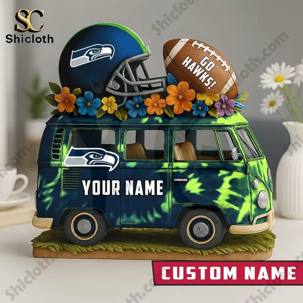 Seattle Seahawks van bus decor with helmet football and flowers!