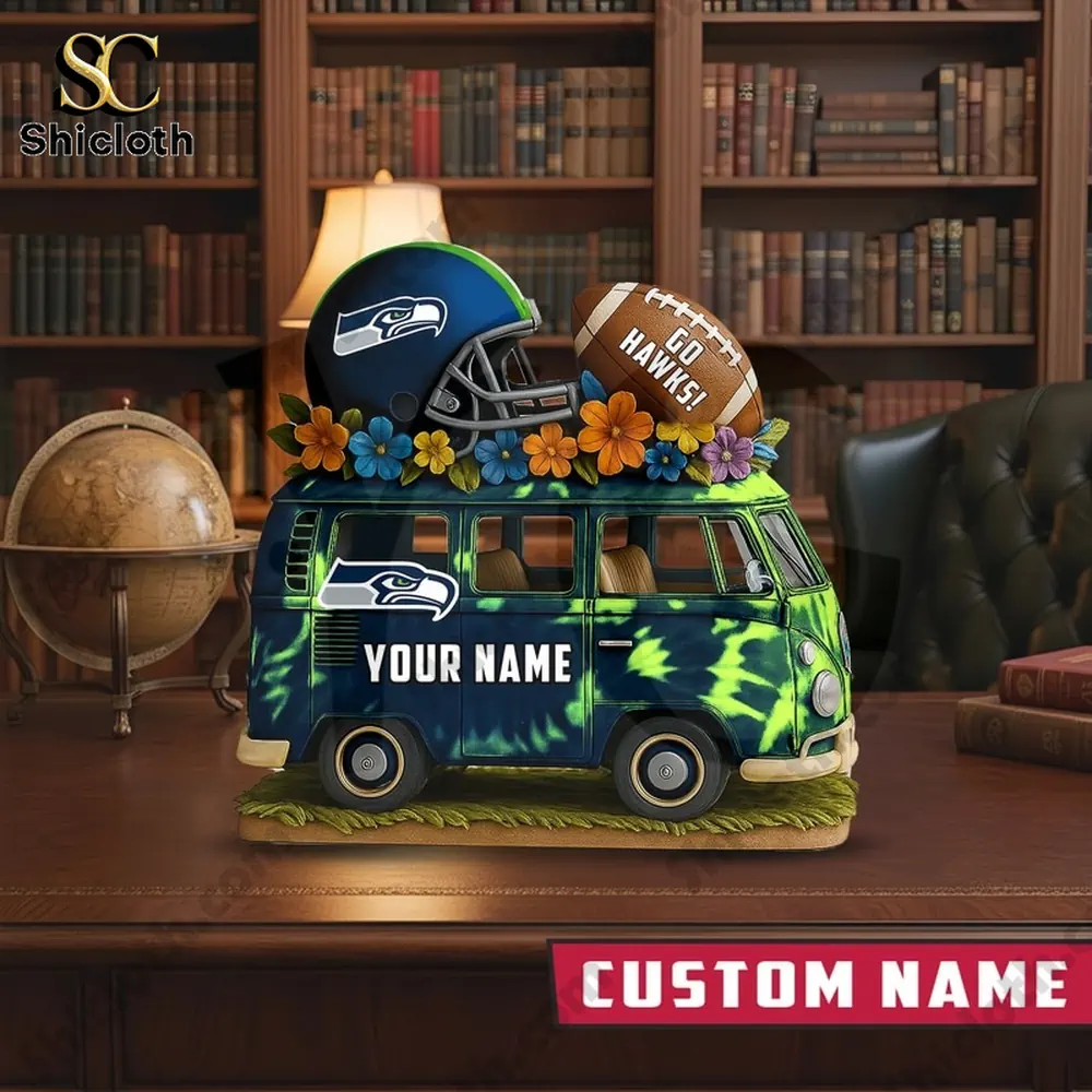 Seattle Seahawks van bus decor on classic office desk!