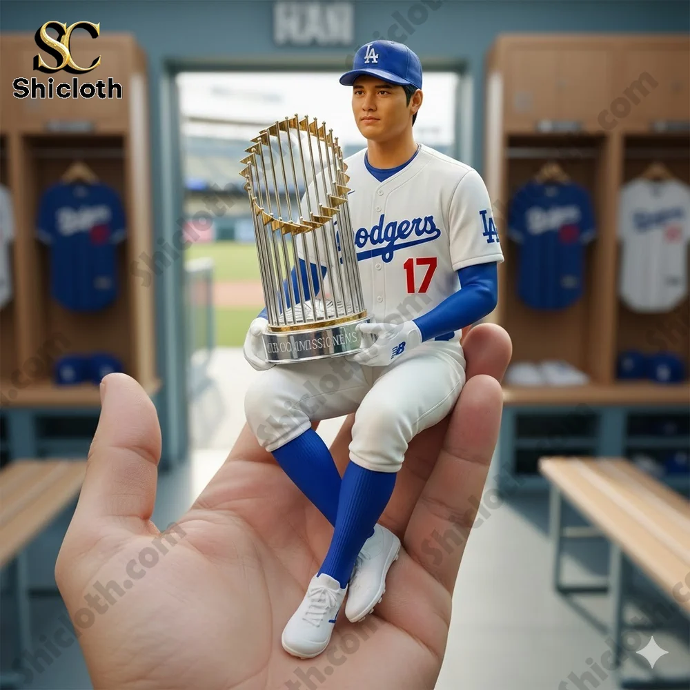 Alternative view of Shohei Ohtani Los Angeles Dodgers World Series Champions Desk Companion 3D Resin Figurine