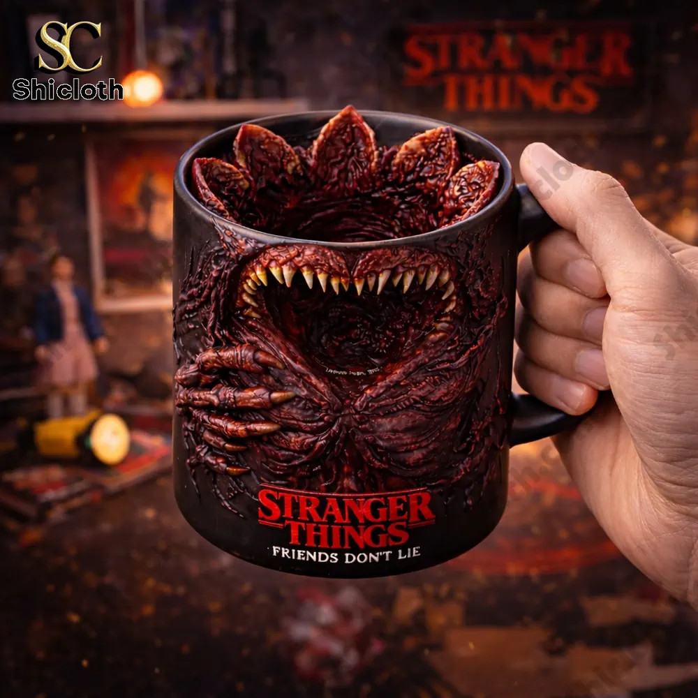 Stranger Things Demogorgon monster mug held in hand!