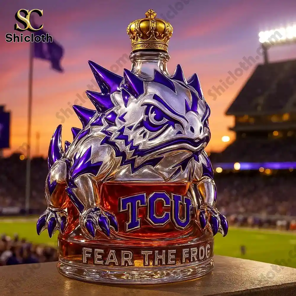 Demogorgon Sculpted Whiskey Glass 176 TCU horned frog bottle with crown at football stadium!