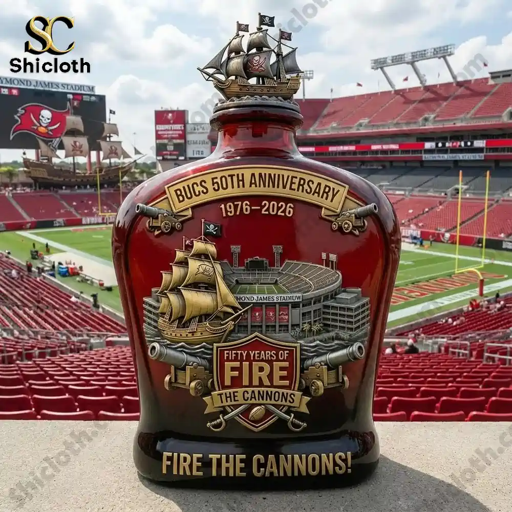 Tampa Bay Buccaneers 50th Anniversary Fire The Cannons Whiskey Bottle