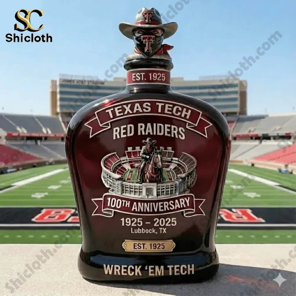Anniversary bottle displayed on a football field background at a stadium!