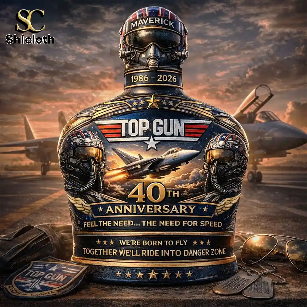 Demogorgon Sculpted Whiskey Glass 94 Top Gun fortieth anniversary decanter runway aircraft background