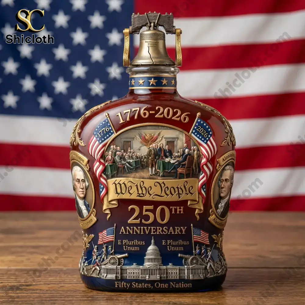 United States 250th anniversary commemorative bottle with American flag!