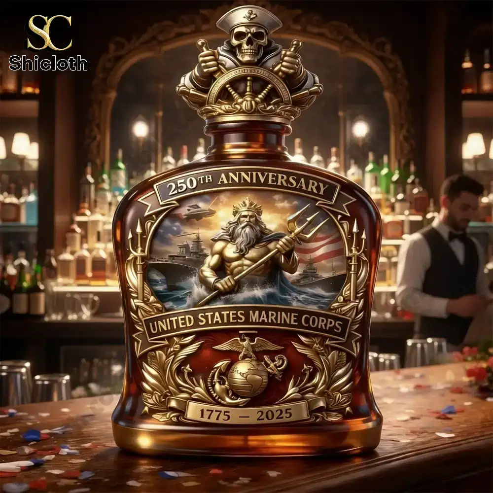 United States Marine Corps 250Th Anniversary Commemorative Whiskey Bottle Decanter