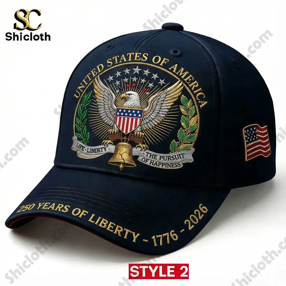 Dark blue patriotic cap with American eagle crest by Shicloth!