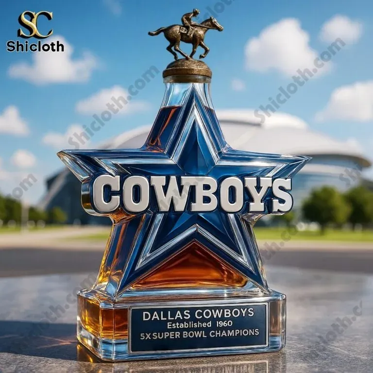 Dallas Cowboys star bottle topped with a small horse rider figure!
