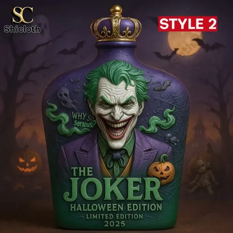 Batman & Joker Halloween Edition Christmas Whiskey Bottle 3 Joker Halloween edition bottle by Shicloth with vivid sculpted artwork!