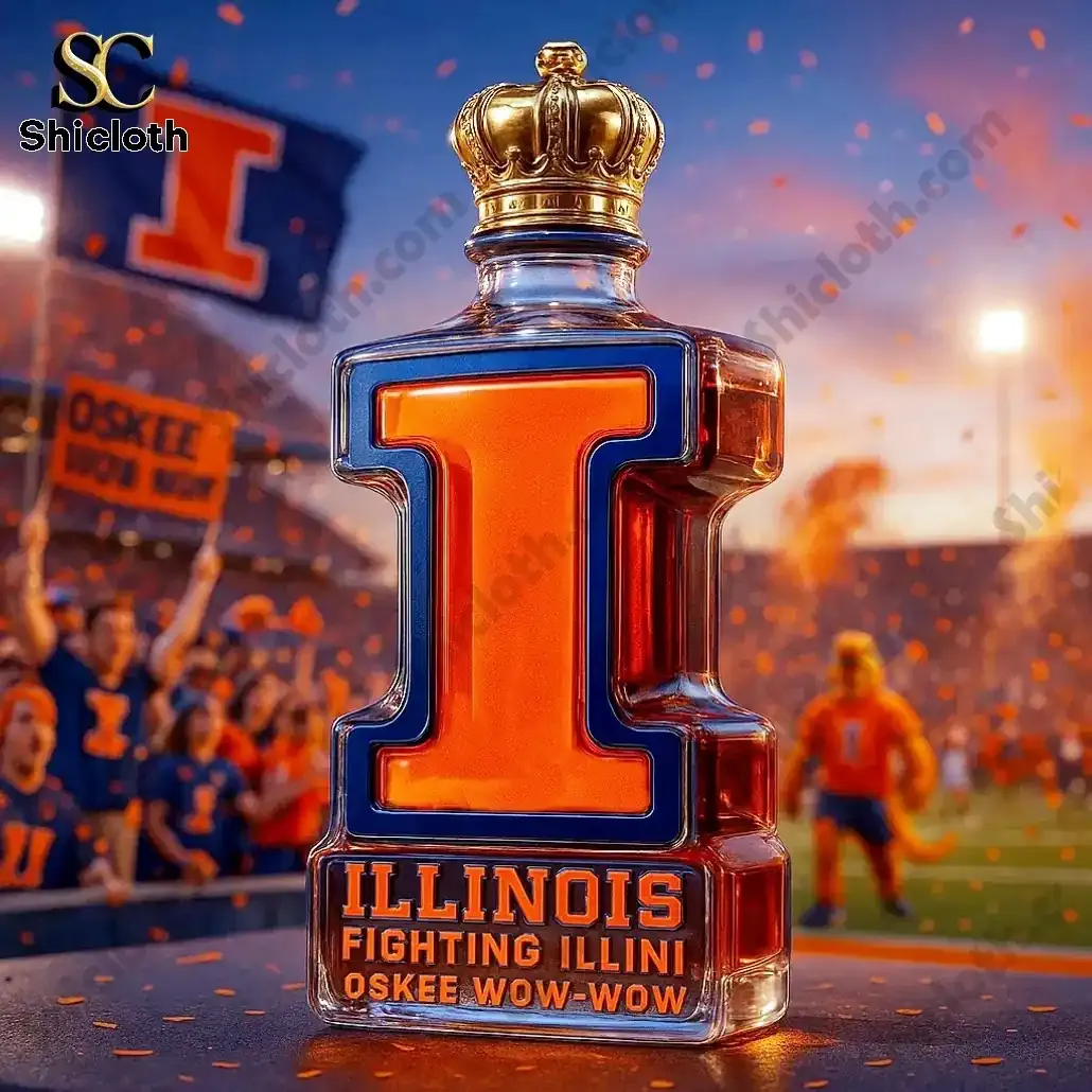 Illinois Fighting Illini bottle shaped like a large orange I from Shicloth