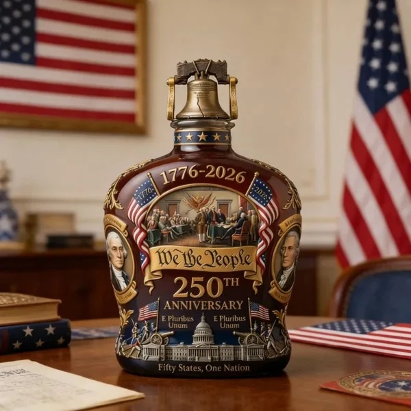 250 Years of American Freedom Liberty Bell Crystal Whiskey Bottle