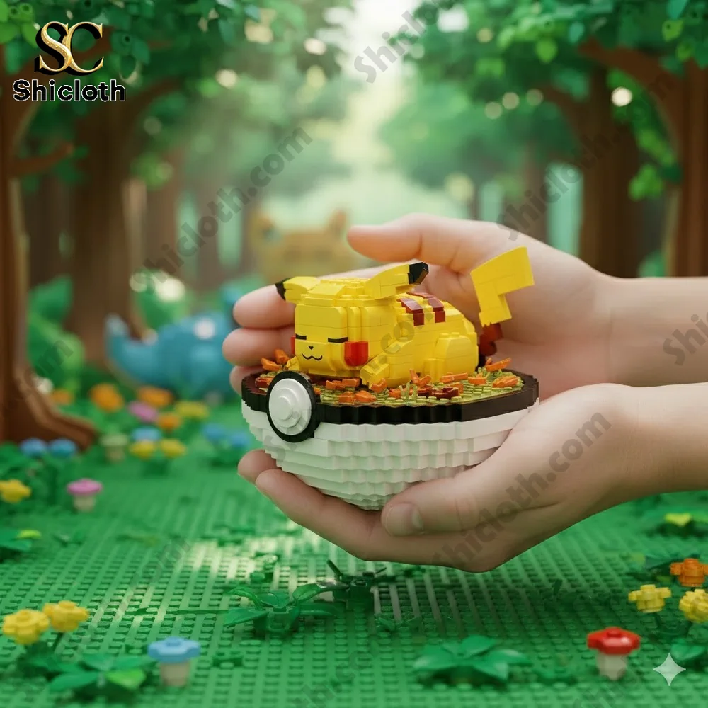 Sleeping Squirtle Pokeball brick display held in hands outdoors!