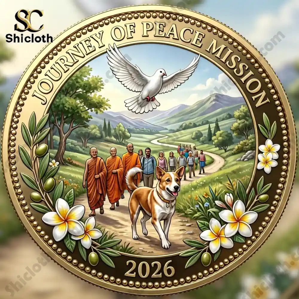 Peace mission commemorative coin with dove people and nature scene!