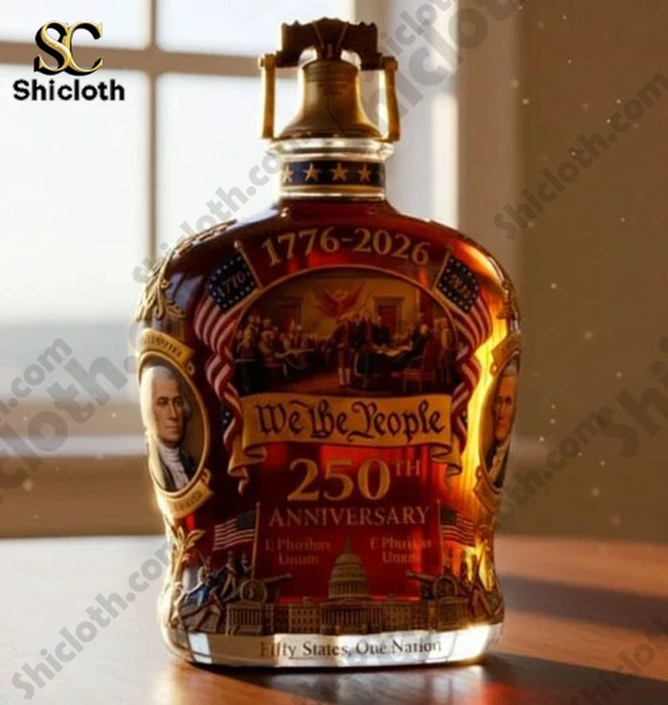 Alternative view of 250 Years of American Freedom Liberty Bell Crystal Whiskey Bottle
